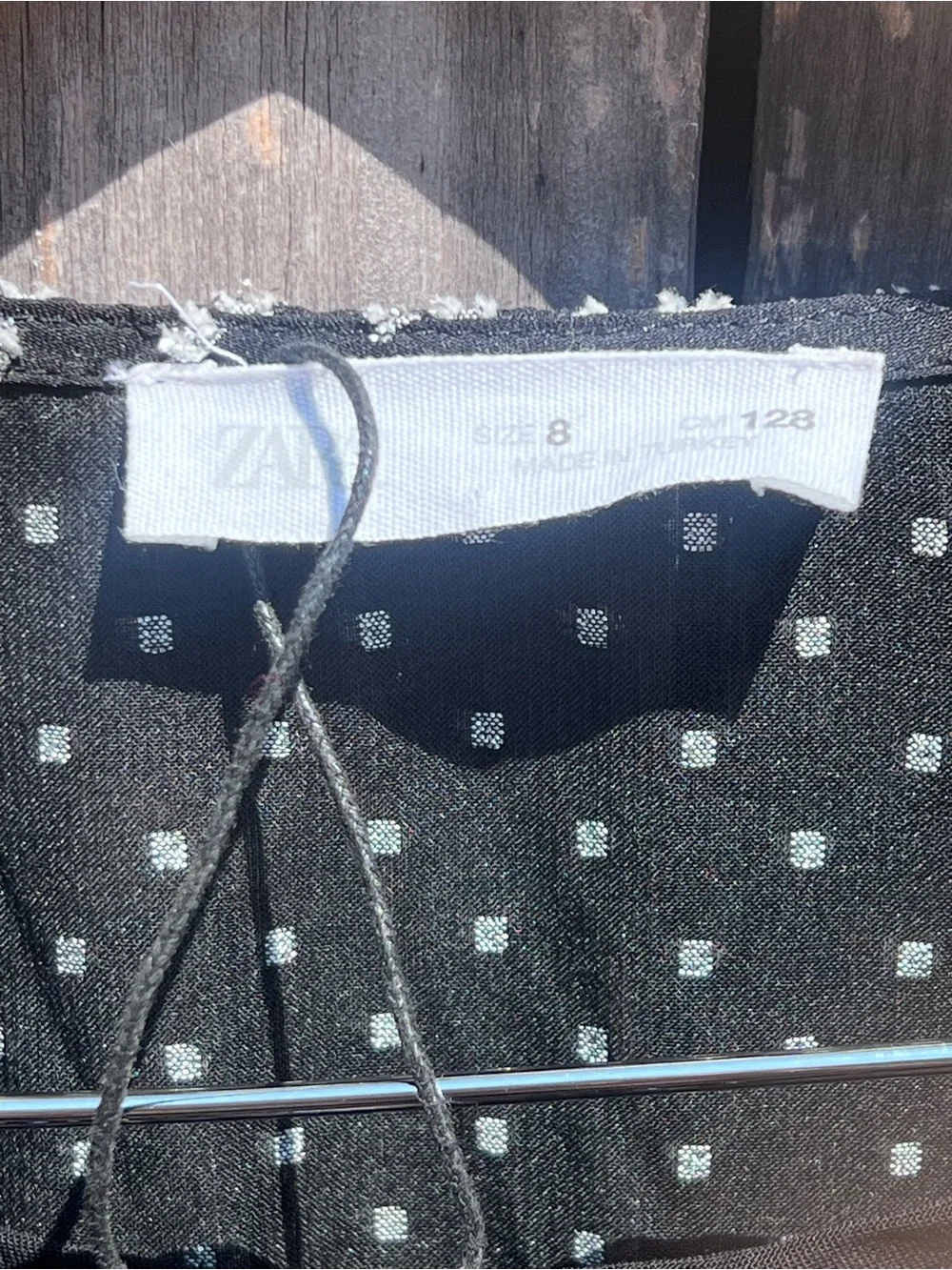 Zara Kids Black Silver Metallic Dot Tiered Wrap Dress Size 8⁠